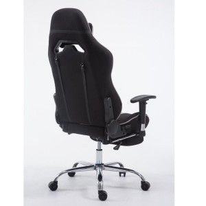Silla gaming LOGAN TELA con reposapiés, reclinable, con cojines, en color negro/amarillo