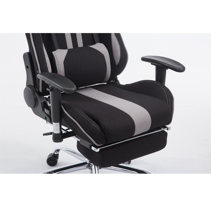 Silla gaming LOGAN TELA con reposapiés, reclinable, con cojines, en color negro/amarillo