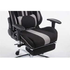Silla gaming LOGAN TELA con reposapiés, reclinable, con cojines, en color negro/amarillo