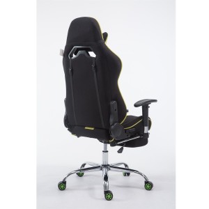 Silla gaming LOGAN TELA con reposapiés, reclinable, con cojines, en color negro/amarillo