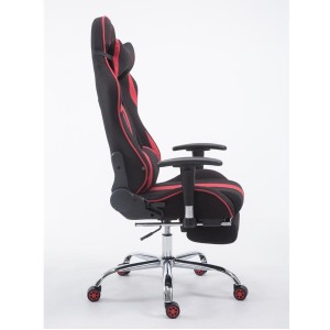 Silla gaming LOGAN TELA con reposapiés, reclinable, con cojines, en color negro/amarillo