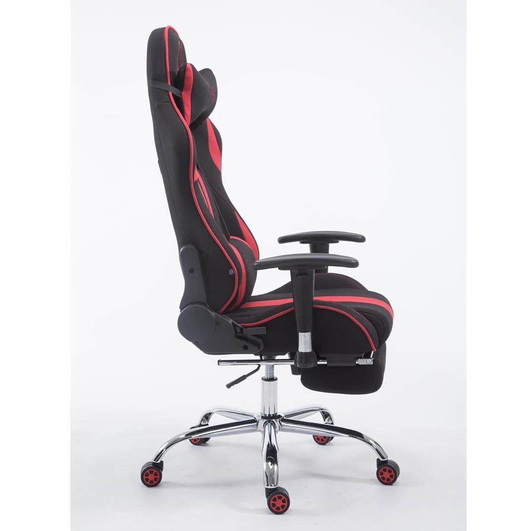 Silla Gaming LOGAN TELA con Reposapiés, Respaldo Reclinable, Cojines Incluidos, Base de Metal, En Negro/Amarillo