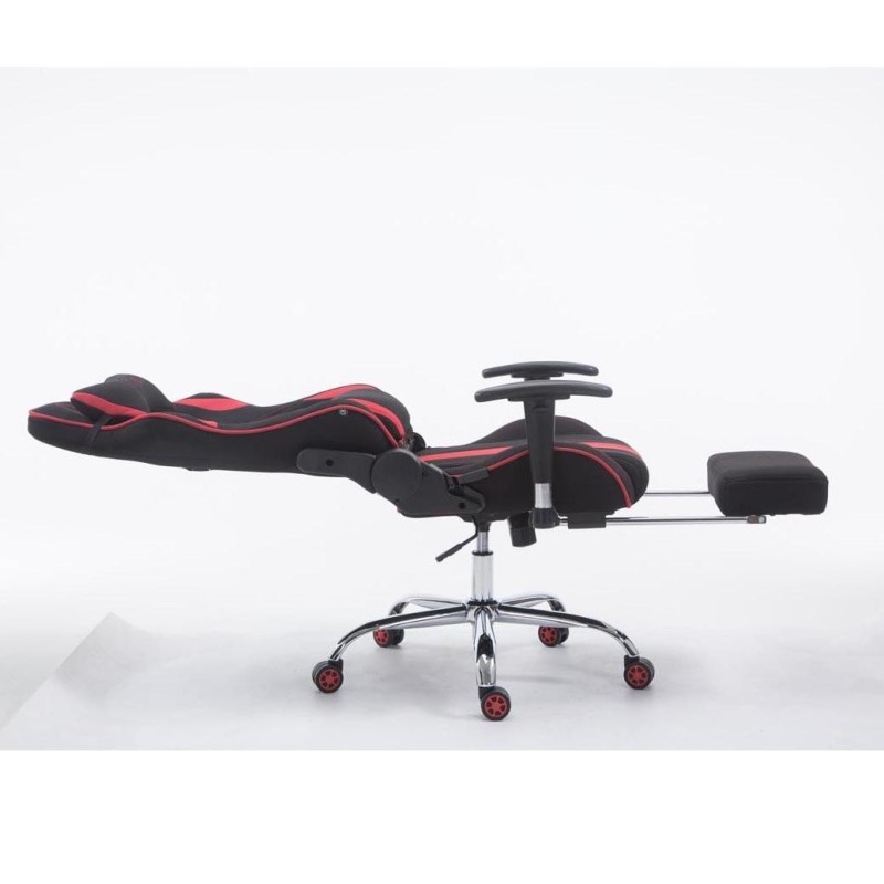 Silla gaming LOGAN TELA con reposapiés, reclinable, con cojines, en color negro/amarillo