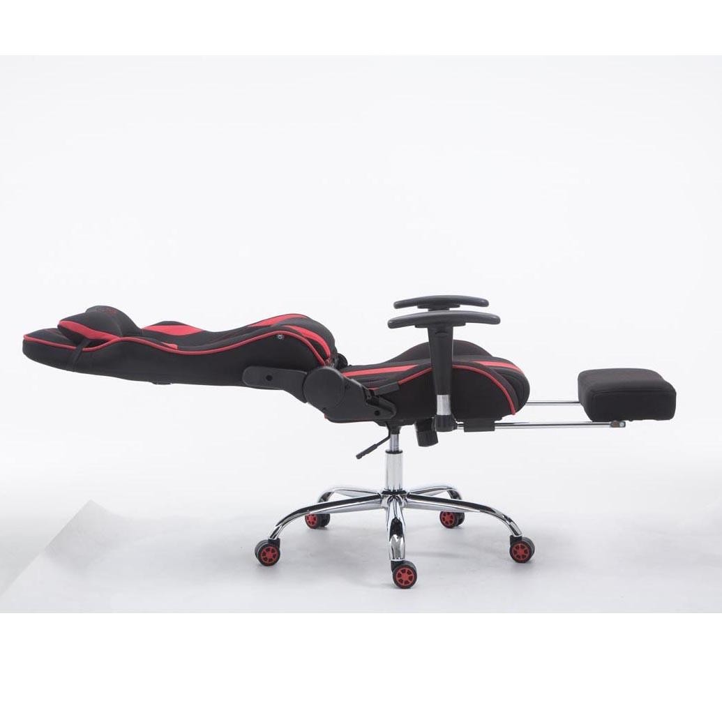 Silla Gaming LOGAN TELA con Reposapiés, Respaldo Reclinable, Cojines Incluidos, Base de Metal, En Negro/Amarillo