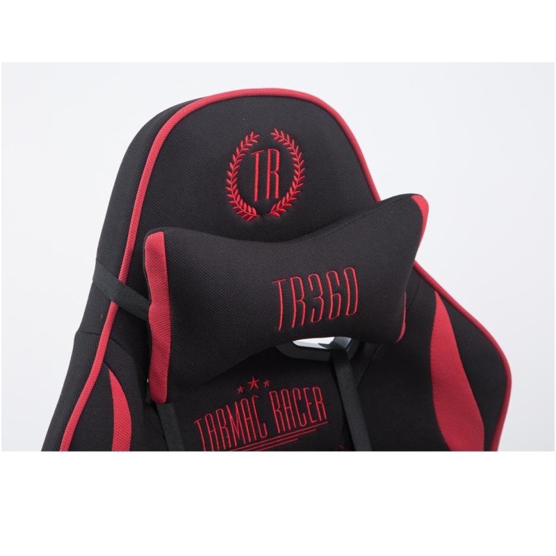 Silla gaming LOGAN TELA con reposapiés, reclinable, con cojines, en color negro/amarillo