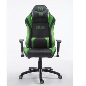 Silla gaming TURBO, reclinable, con cojines, en piel color negro/blanco