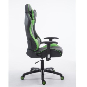 Silla gaming TURBO, reclinable, con cojines, en piel color negro/blanco