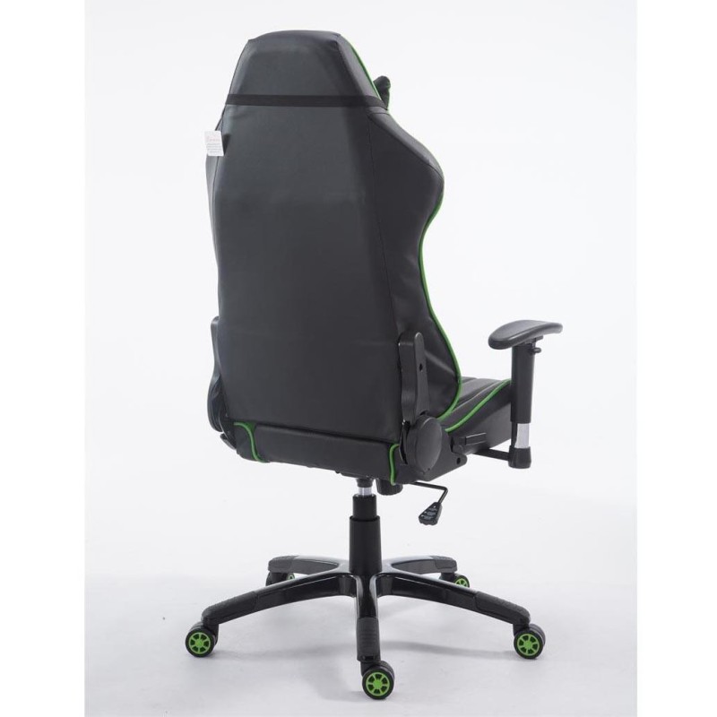 Silla gaming TURBO, reclinable, con cojines, en piel color negro/blanco