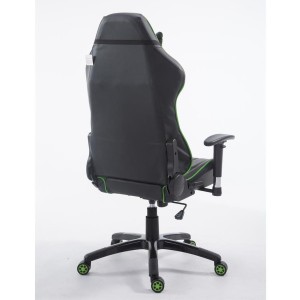 Silla gaming TURBO, reclinable, con cojines, en piel color negro/blanco