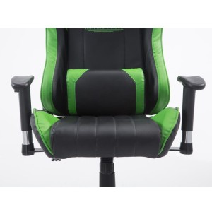 Silla gaming TURBO, reclinable, con cojines, en piel color negro/blanco