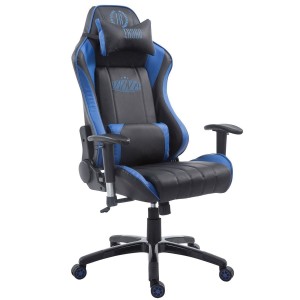 Silla gaming TURBO, reclinable, con cojines, en piel color negro/blanco