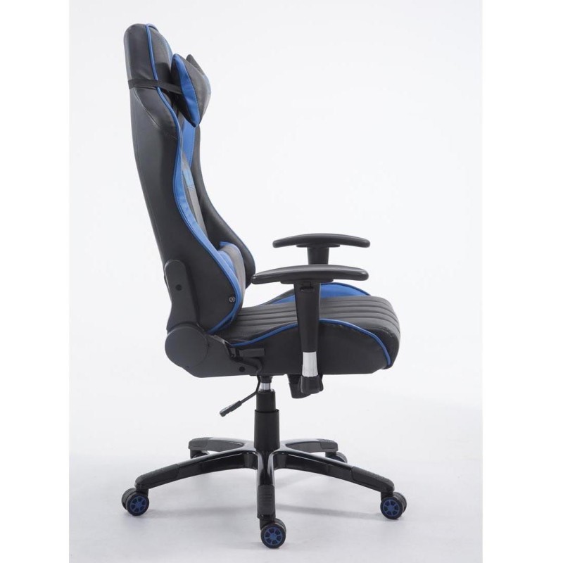 Silla gaming TURBO, reclinable, con cojines, en piel color negro/blanco