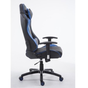 Silla gaming TURBO, reclinable, con cojines, en piel color negro/blanco