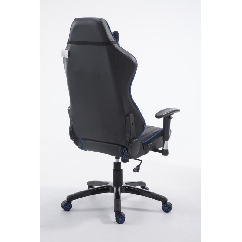 Silla gaming TURBO, reclinable, con cojines, en piel color negro/blanco