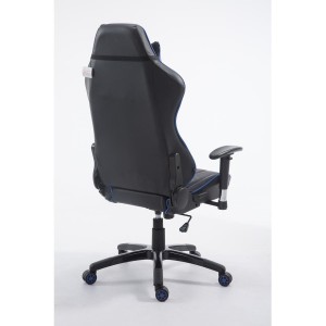 Silla gaming TURBO, reclinable, con cojines, en piel color negro/blanco