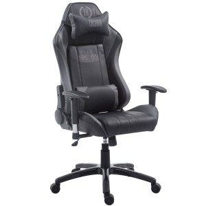 Silla gaming TURBO, reclinable, con cojines, en piel color negro/blanco