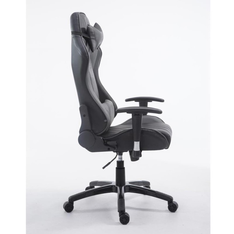 Silla gaming TURBO, reclinable, con cojines, en piel color negro/blanco