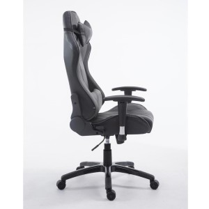 Silla gaming TURBO, reclinable, con cojines, en piel color negro/blanco