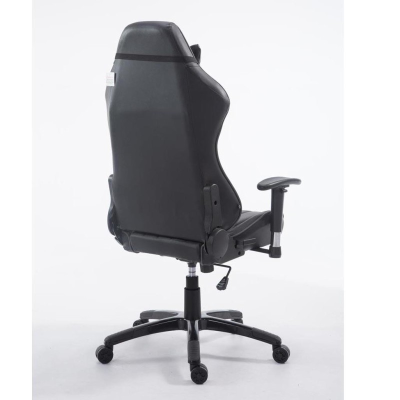 Silla gaming TURBO, reclinable, con cojines, en piel color negro/blanco