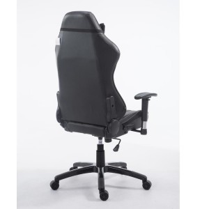Silla gaming TURBO, reclinable, con cojines, en piel color negro/blanco