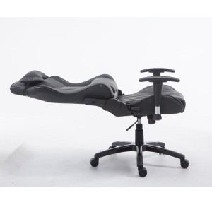 Silla gaming TURBO, reclinable, con cojines, en piel color negro/blanco
