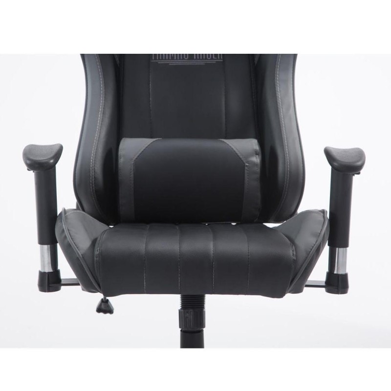 Silla gaming TURBO, reclinable, con cojines, en piel color negro/blanco
