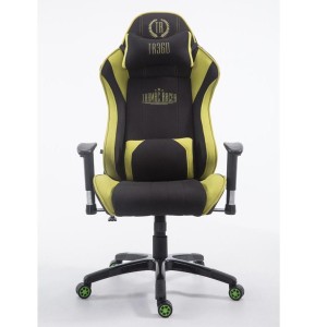 Silla gaming TURBO TELA, reclinable, con cojines, en color negro/blanco