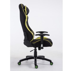 Silla gaming TURBO TELA, reclinable, con cojines, en color negro/blanco