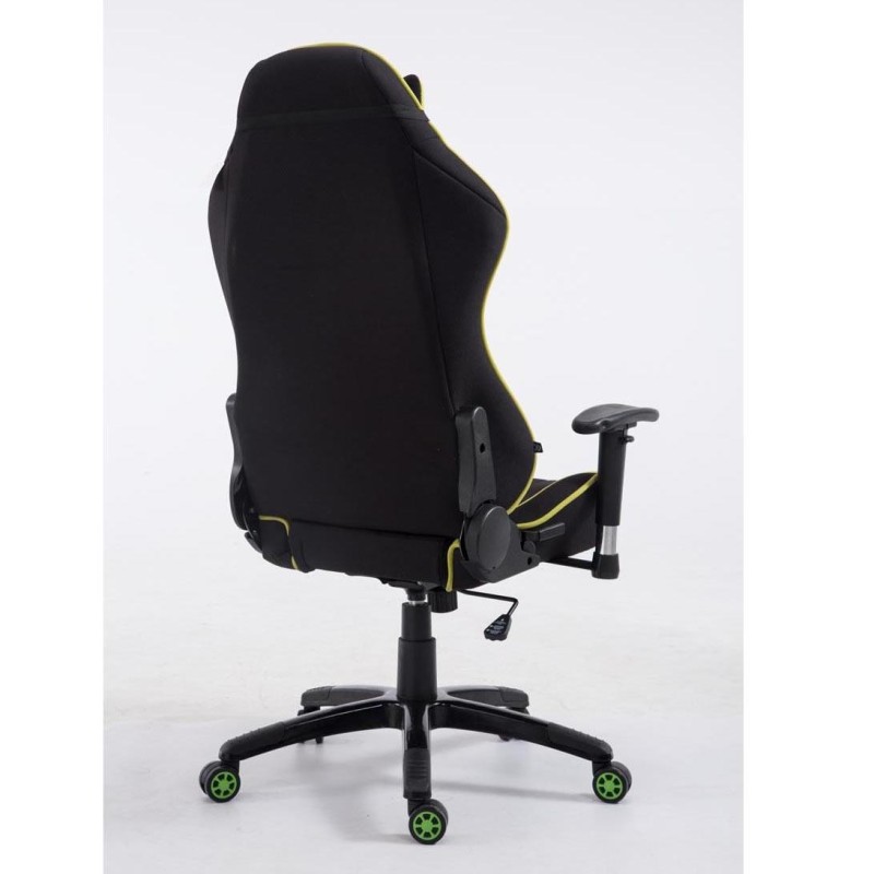 Silla gaming TURBO TELA, reclinable, con cojines, en color negro/blanco
