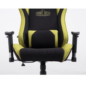 Silla gaming TURBO TELA, reclinable, con cojines, en color negro/blanco