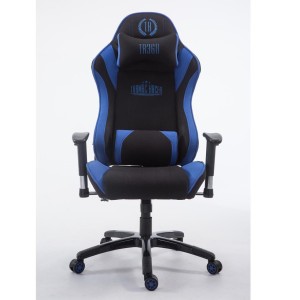 Silla gaming TURBO TELA, reclinable, con cojines, en color negro/blanco