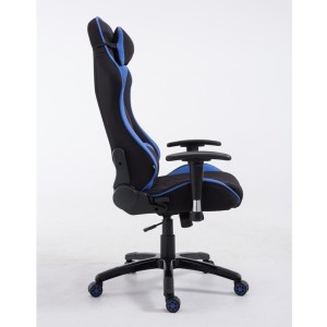 Silla gaming TURBO TELA, reclinable, con cojines, en color negro/blanco