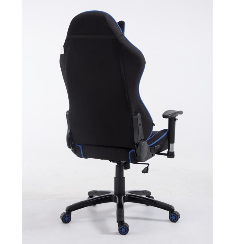 Silla gaming TURBO TELA, reclinable, con cojines, en color negro/blanco