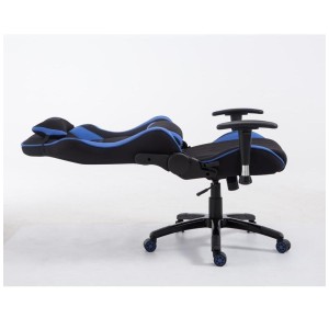 Silla gaming TURBO TELA, reclinable, con cojines, en color negro/blanco