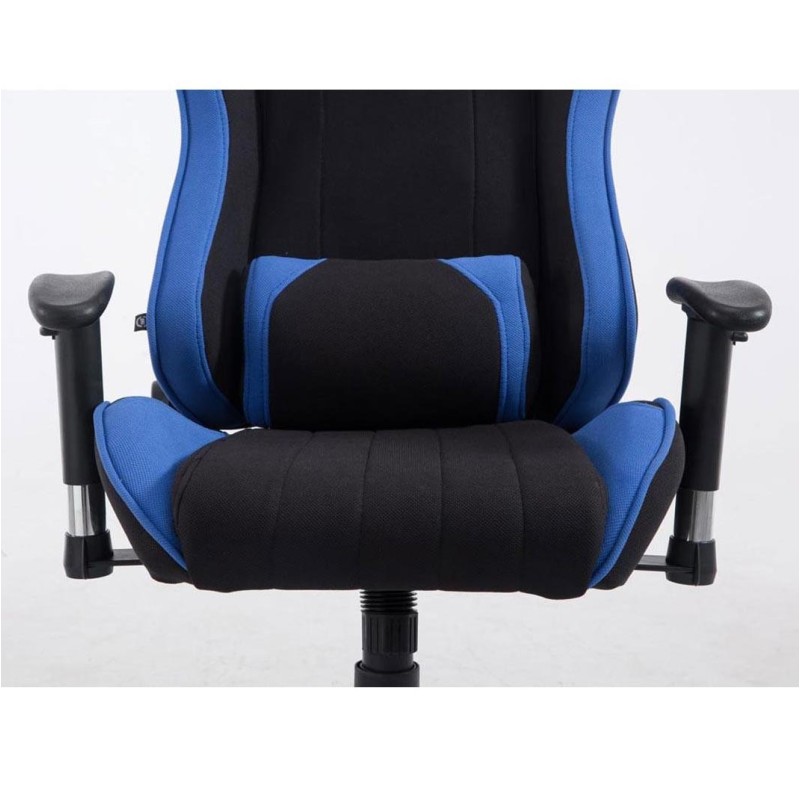 Silla gaming TURBO TELA, reclinable, con cojines, en color negro/blanco