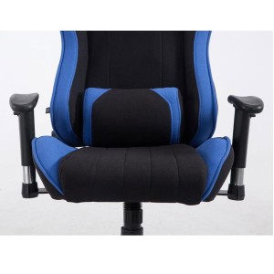 Silla gaming TURBO TELA, reclinable, con cojines, en color negro/blanco