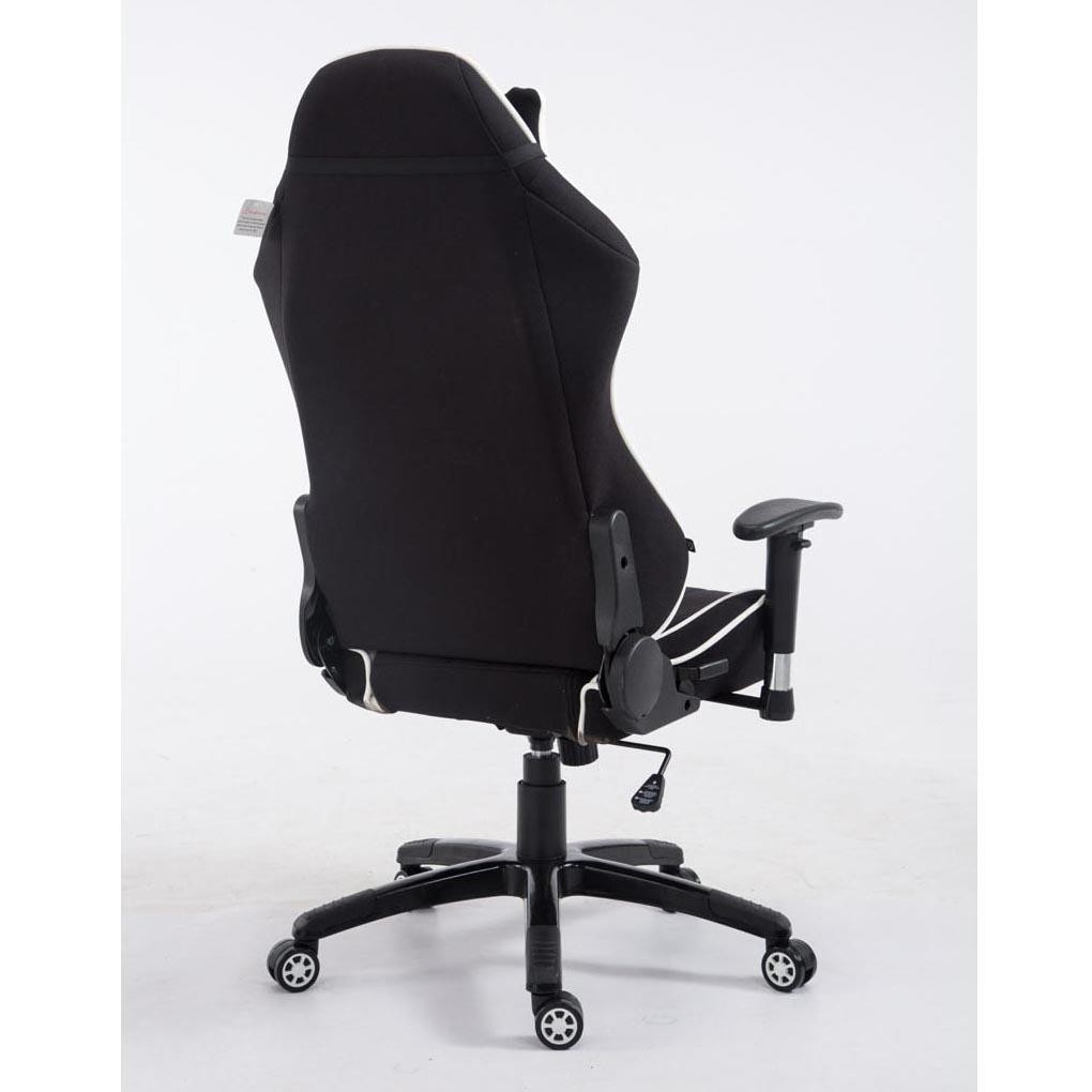 Silla Gaming TURBO TELA, Respaldo Reclinable, Cojines Lumbar y Cervical, En Negro/Blanco