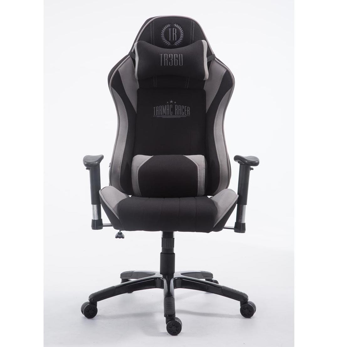 Silla Gaming TURBO TELA, Respaldo Reclinable, Cojines Lumbar y Cervical, En Negro/Blanco