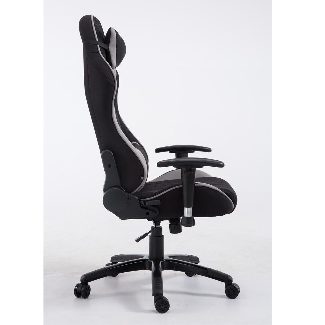 Silla Gaming TURBO TELA, Respaldo Reclinable, Cojines Lumbar y Cervical, En Negro/Blanco