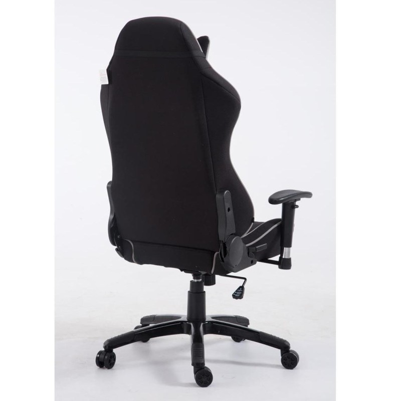 Silla gaming TURBO TELA, reclinable, con cojines, en color negro/blanco