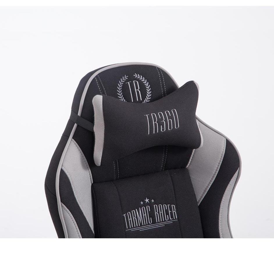 Silla Gaming TURBO TELA, Respaldo Reclinable, Cojines Lumbar y Cervical, En Negro/Blanco