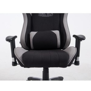 Silla gaming TURBO TELA, reclinable, con cojines, en color negro/blanco