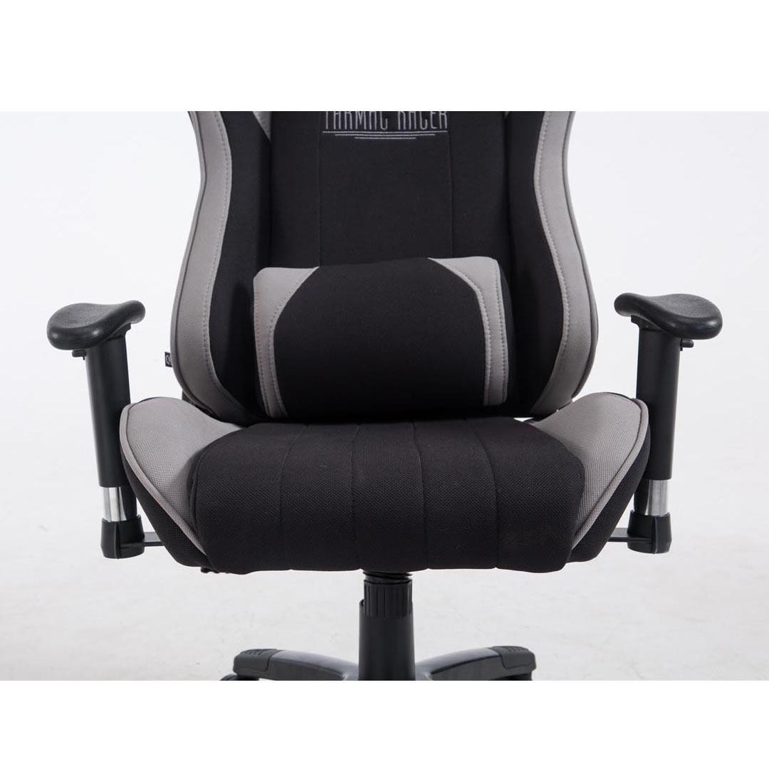 Silla Gaming TURBO TELA, Respaldo Reclinable, Cojines Lumbar y Cervical, En Negro/Blanco