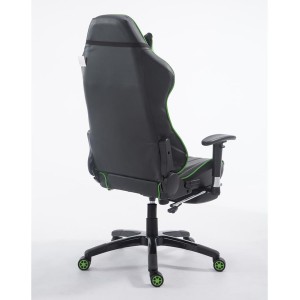 Silla gaming TURBO con reposapiés, reclinable, con cojines, en piel color negro/blanco