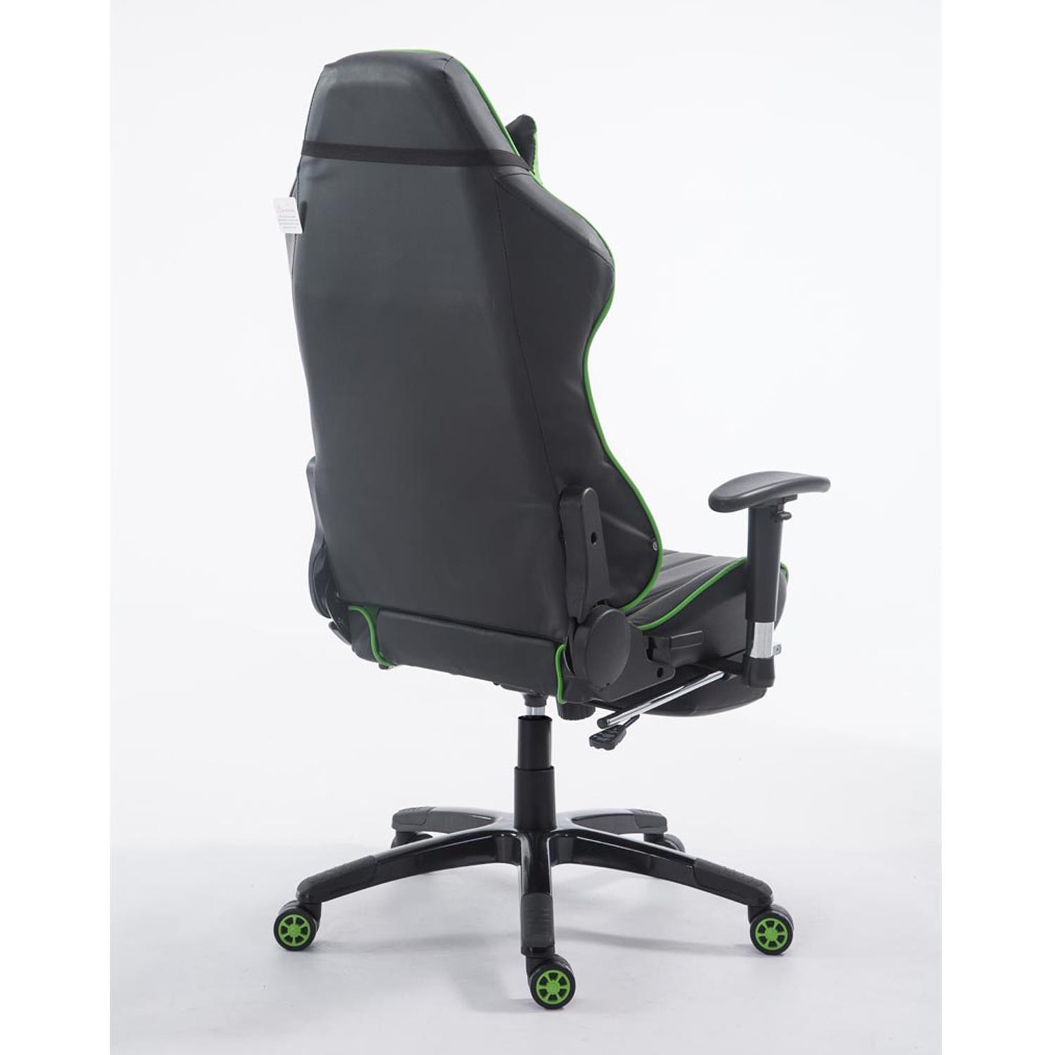 Silla Gaming TURBO con Reposapiés, Respaldo Reclinable, Cojines Lumbar y Cervical, En Piel Negro/Blanco