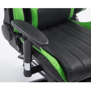 Silla gaming TURBO con reposapiés, reclinable, con cojines, en piel color negro/blanco