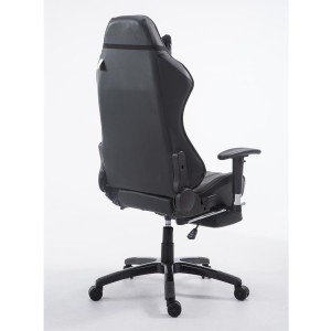 Silla gaming TURBO con reposapiés, reclinable, con cojines, en piel color negro/blanco