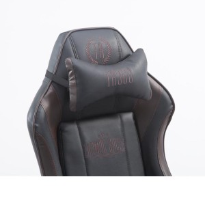 Silla gaming TURBO con reposapiés, reclinable, con cojines, en piel color negro/blanco