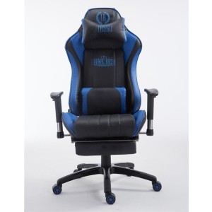 Silla gaming TURBO con reposapiés, reclinable, con cojines, en piel color negro/blanco