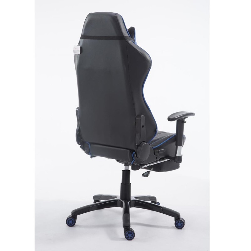 Silla gaming TURBO con reposapiés, reclinable, con cojines, en piel color negro/blanco